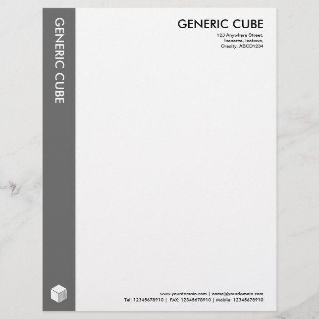 Membrete Cubo genérico - Gris (Anverso)