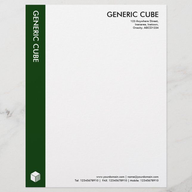 Membrete Cubo genérico - Verde oscuro (Anverso)