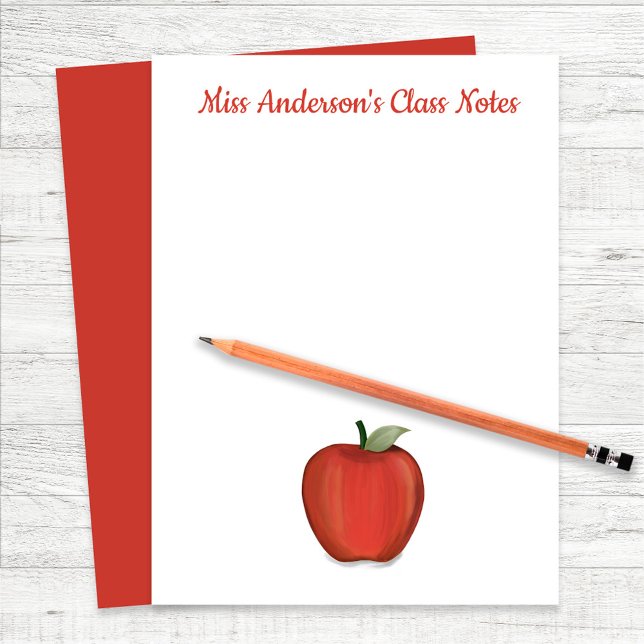 Membrete Curso de aula de profesores personalizado (Red apple custom teacher paper sheets. Perfect for any classroom.)
