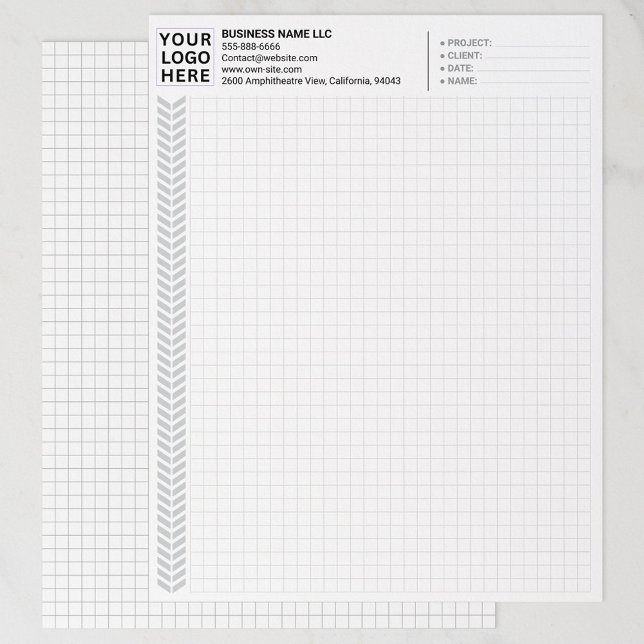 Membrete Custom Company Name & Logo | Graph Paper Sheets  (company logo on grid paper, bulk custom graph papers)
