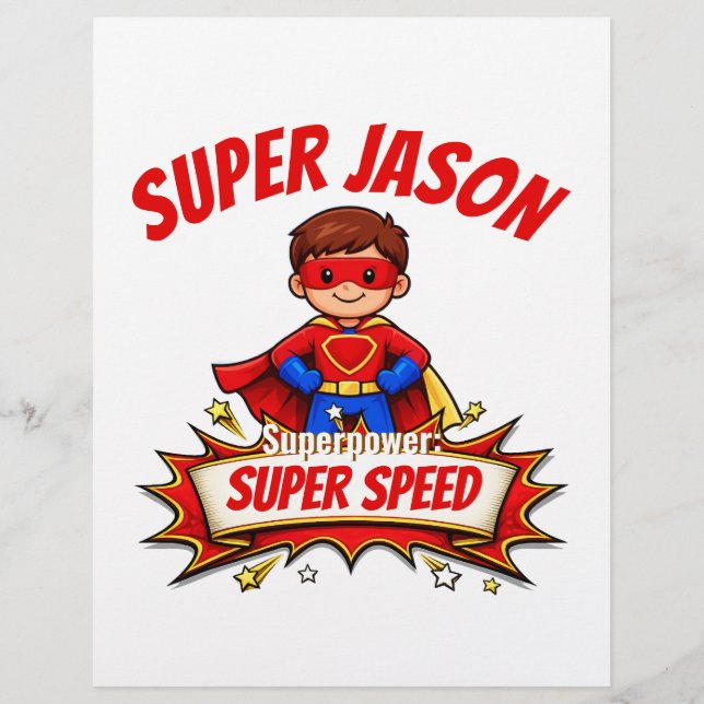 Membrete Custom Kids Superhero Name & Superpower (Anverso)