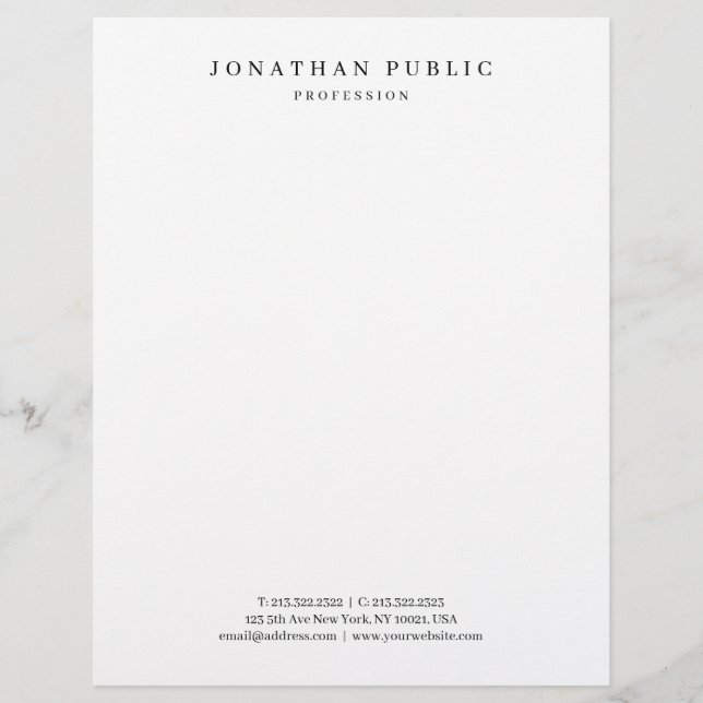 Membrete Custom Modern Minimal Template Elegant Black White (Anverso)