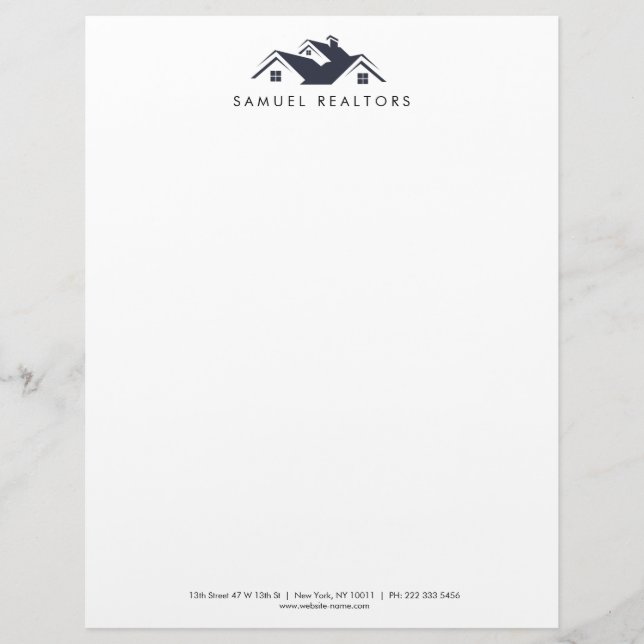 Membrete Custom Stylish Modern Real Estate Home Logo (Anverso)
