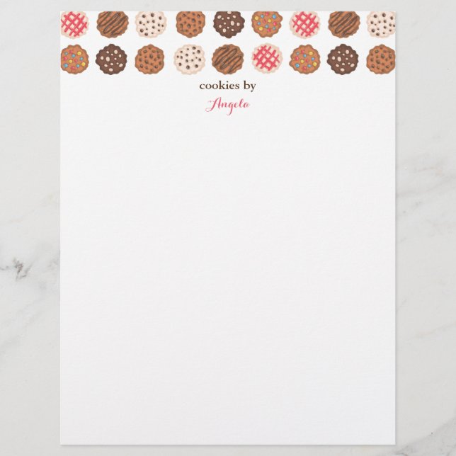 Membrete Cute Cookies Cookie Business Bakery Letterhead (Anverso)
