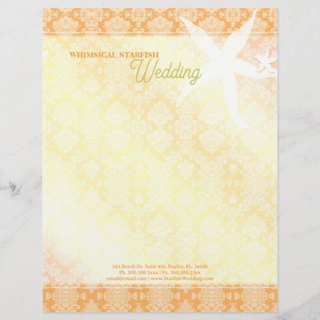Membrete Cute Tropcial Starfish Masaje Spa Negocios (Anverso)