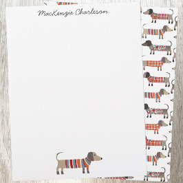 Membrete Dachshund Sausage Dog Personalizado Stationery