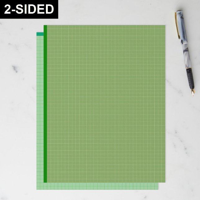 Membrete Dark Green Grid Graph Paper Sheets (Inch Squares) (engineering sheets, architectural drawing grid template, custom inch square layout, printable dark)