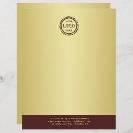 Membrete Dark-red gold design,Logo or Photo in gold circle,