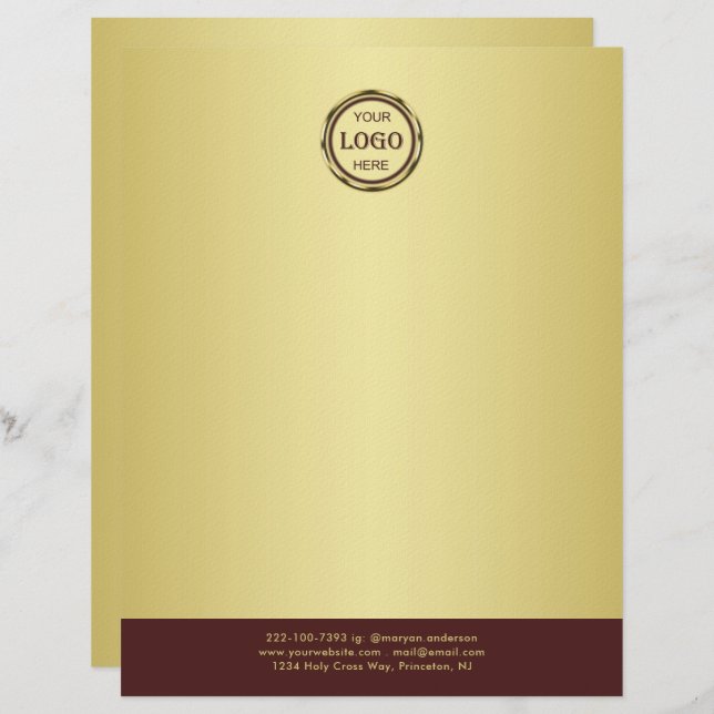 Membrete Dark-red gold design,Logo or Photo in gold circle, (Anverso / Reverso)