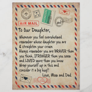 Membrete Daughter Gift A Nuestra Hija El Amor De Mamá Pap