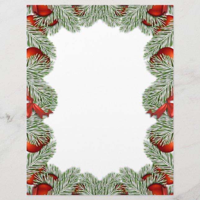 Membrete Decoración de árboles y bombillas de Navidad (Anverso)