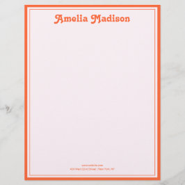 Membrete Decoración Retro Simple Rosa Naranja