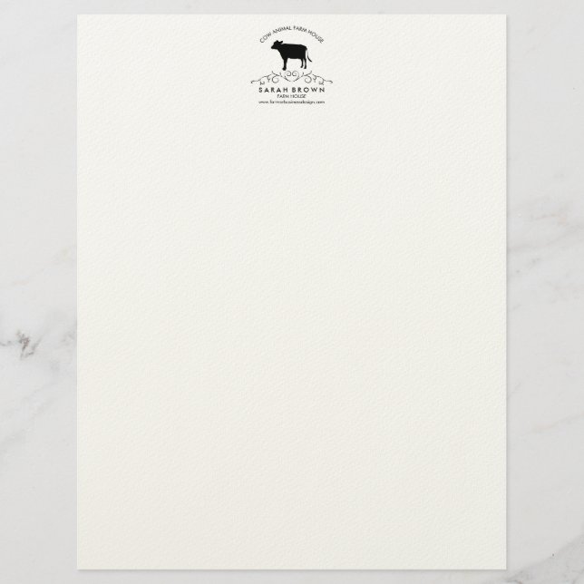 Membrete Decorative Farm Cow Silhouette (Anverso)