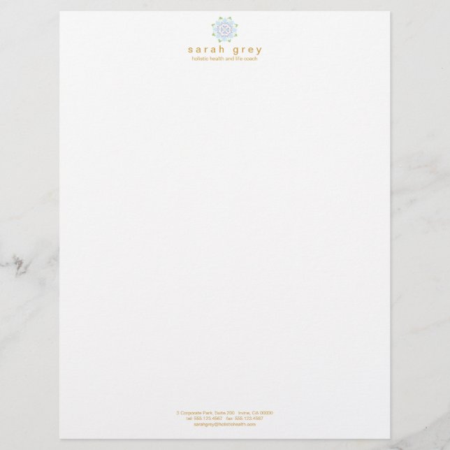 Membrete Delicado Blue Lotus Wellness and Health Letterhead (Anverso)