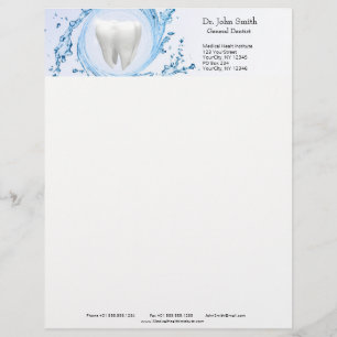 Membrete Dentista Dental Tooth Water Profesional