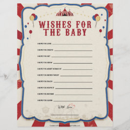 Membrete Deseos Para El Bebé [Tema Del Circo]