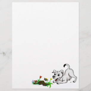 Membrete Despertar de primavera, cachorro con flores y mari