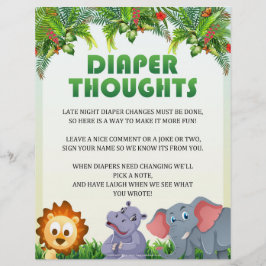 Membrete Diaper Thoughts Juego de Baby Shower [Tema Animal]