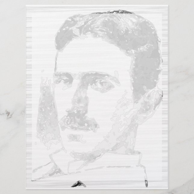 Membrete Dibujo De Nikola Tesla En Blanco Y Negro (Anverso)