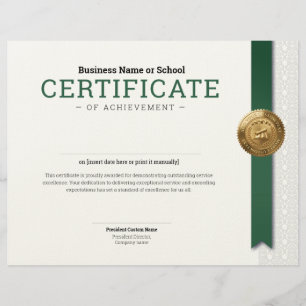 Membrete Diploma Clásico Elegante con sello de lámina dorad