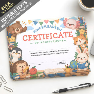 Membrete Diploma personalizado de clase de animales Kawaii