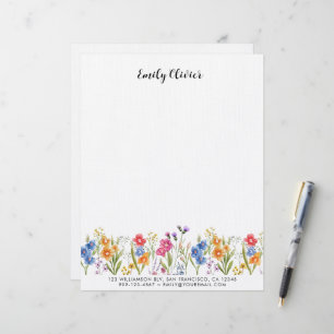 Membrete Dirección de nombre personalizada de floral de col