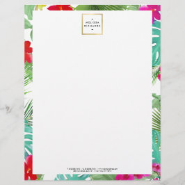 Membrete Diseñador de acuarela de impresión tropical de mod