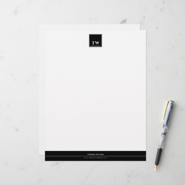 Membrete Diseñador de Moda Negro (Anverso/Reverso In Situ)