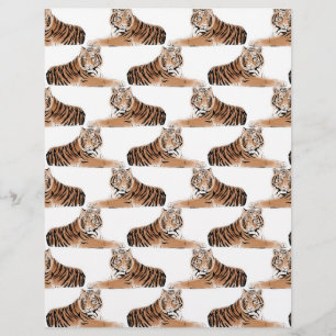 Membrete Diseño blanco animal de tigre dorado y negro