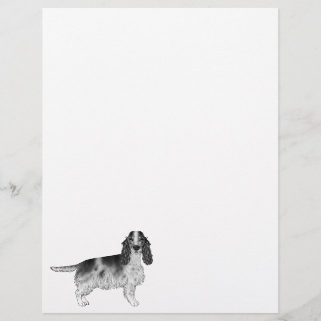 Membrete Diseño de English Cocker Spaniel en negro y blanco (Anverso)
