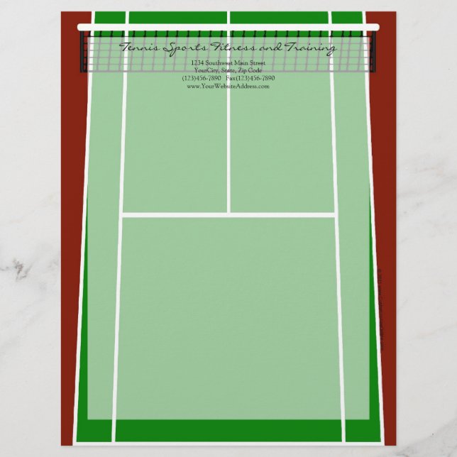 Membrete Diseño de pista de tenis verde (Anverso)