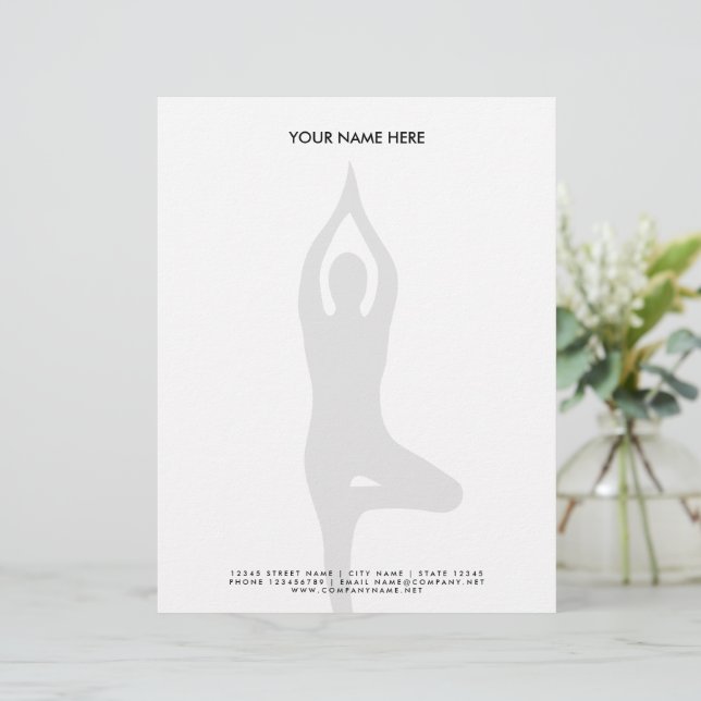 Membrete Diseño de plantillas de membrete de pose de yoga c (Anverso de pie)