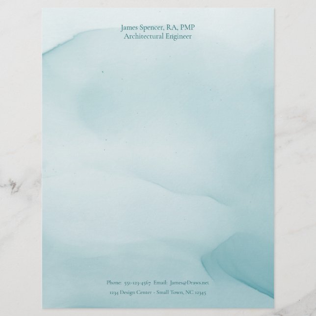 Membrete Diseño de tinta azul moderno Stationery personaliz (Anverso)