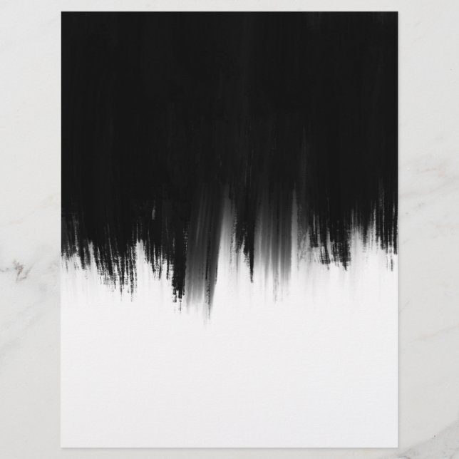 Membrete Diseño de trazos modernos de pincel blanco negro (Anverso)