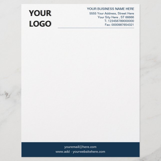 Membrete Diseño moderno Su logotipo Business Office Letras (Anverso)