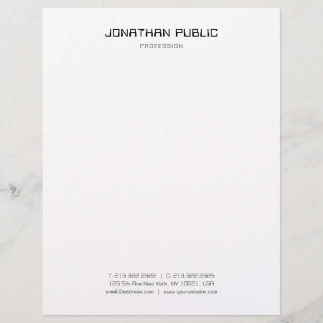 Membrete Diseño simple moderno elegante plantilla blanco ne (Anverso)