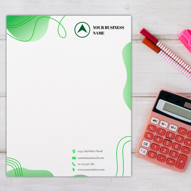 Membrete Diseño verde sofisticado, logotipo personalizado y (Subido por el creador)