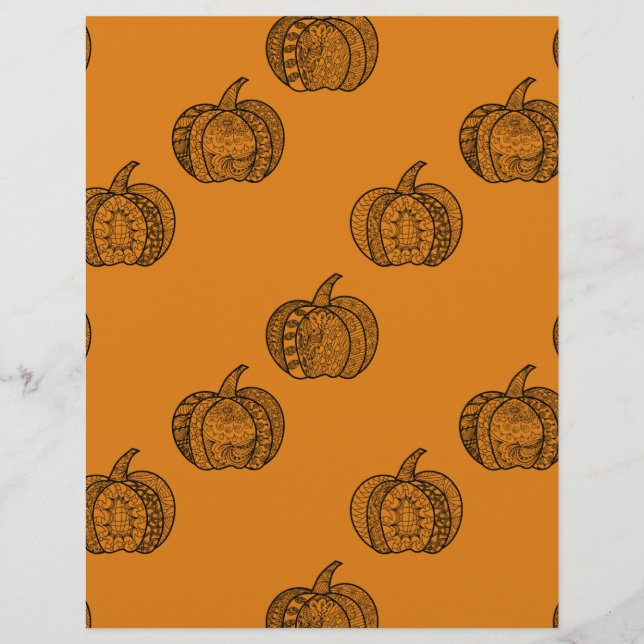Membrete Dodles de Halloween calabazas de boho mandala de o (Anverso)