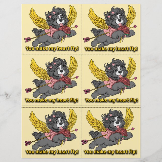 Membrete Dog Puppy Classroom Valentine Sheets (Anverso)