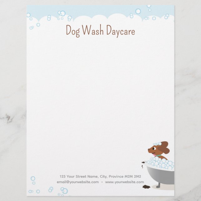 Membrete Dog Wash Daycare Whimsical Cute Funny Letterhead (Anverso)