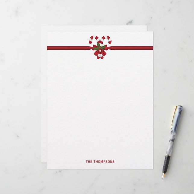 Membrete Dos Caramelos Navideños Festivos Rojos Y Blancos C (Anverso/Reverso In Situ)