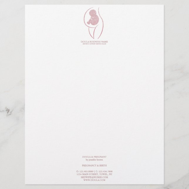 Membrete Doula & Nacimiento en Rosa Dorado (Anverso)