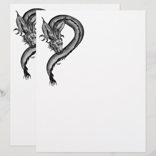 Membrete Dragón al estilo del tatuaje (Anverso / Reverso)