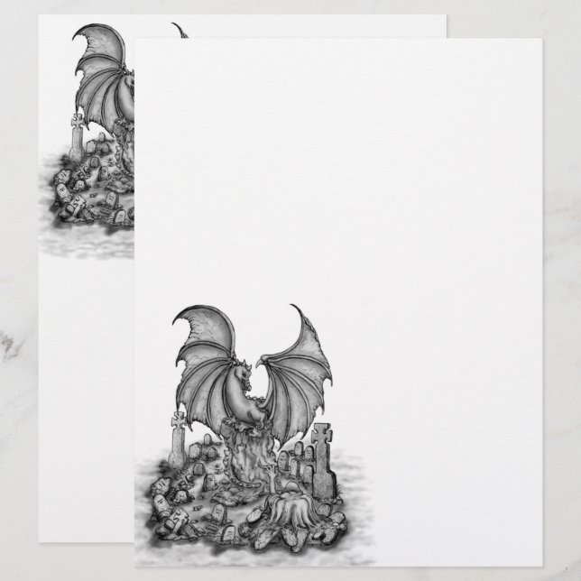 Membrete Dragón con zombi (Anverso / Reverso)