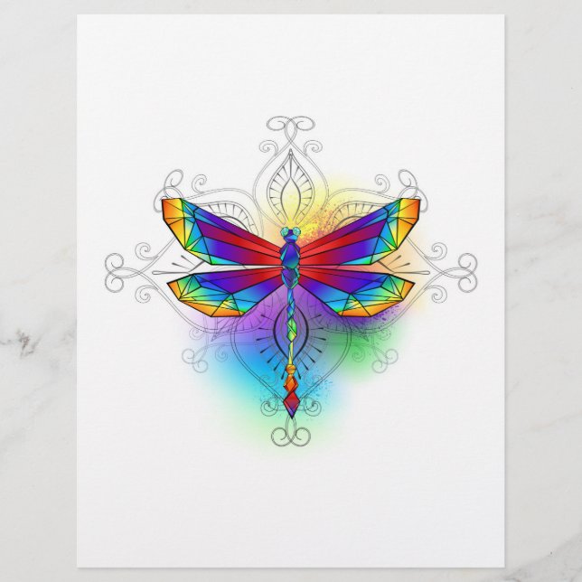 Membrete Dragón poligonal arcoiris (Anverso)