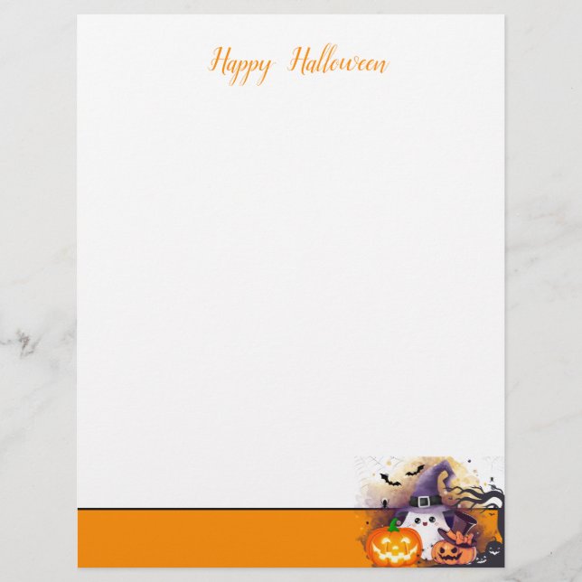 Membrete Dulce fantasma de Halloween con sombrero de bruja  (Anverso)