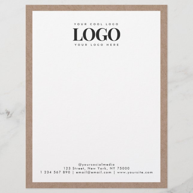 Membrete Earthy Kraft Añade tu logotipo comercial Rectangle (Anverso)