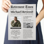 Membrete Ejército de regalo de Rótulo de periódico de jubil<br><div class="desc">Celebra el retiro de tu patriota con esta plantilla de periódico. Edite los detalles de la plantilla con los resaltados de su jubilado. Perfecto para veteranos del Ejército, Cuerpo de Marines, Armada, Fuerza Aérea, Guardacostas, Policía, Fuego, EMT de los primeros respondedores. Imprima y entregue a sus invitados fiestas de jubilación....</div>