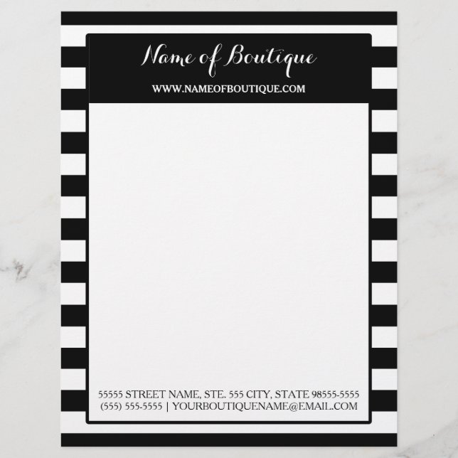 Membrete El blanco negro de moda raya el pelo y el salón de (Anverso)