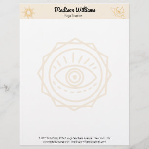 Membrete El Boho moderno Yoga Amarillo Místico y Moon